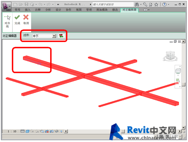 Revit如何利用对正工具快速修改风管对齐方式？插图2