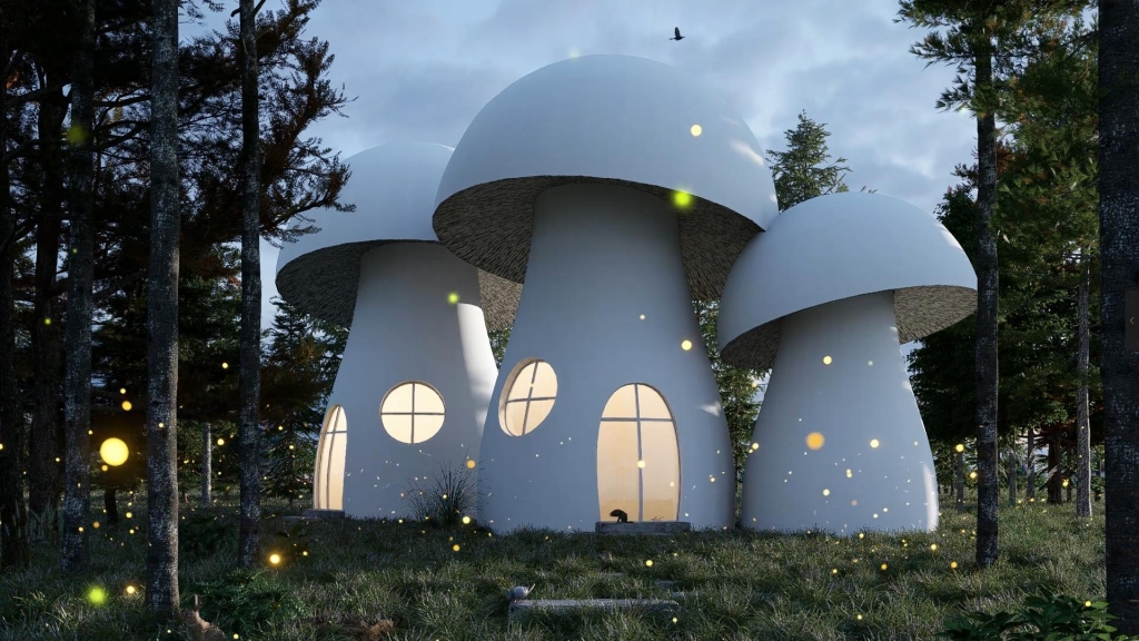 D5渲染器蘑菇房子概念场景插图